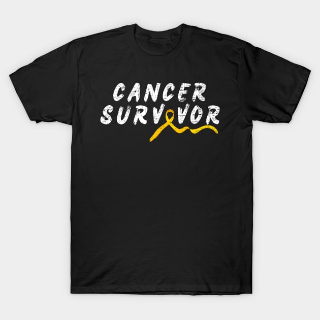 Childhood Cancer Survivor Yellow Ribbon Awareness Support T-Shirt by AVATAR-MANIA